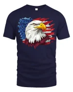 Patriotic Eagle Tee with Bold American Flag Graphic Artwork - navy t-shirt on white background