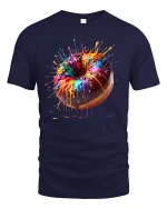 Color Splash Donut Art Tee with Vibrant Dripping Paint Design - navy t-shirt on white background