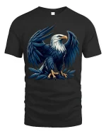 Majestic Eagle Tee with Powerful Wings and Bold American Style - black t-shirt on white background