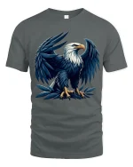 Majestic Eagle Tee with Powerful Wings and Bold American Style - gray t-shirt on white background