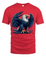 Majestic Eagle Tee with Powerful Wings and Bold American Style - red t-shirt on white background