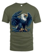 Majestic Eagle Tee with Powerful Wings and Bold American Style - military green t-shirt on white background