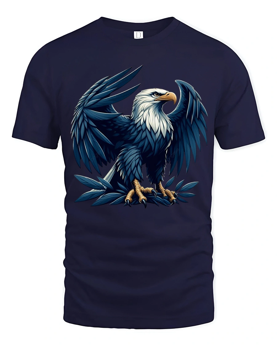Majestic Eagle Tee with Powerful Wings and Bold American Style - 1 Majestic Eagle Tee with Powerful Wings and Bold American Style - navy t-shirt on white background