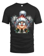 Funny Christmas Lights Granny Tee With Holiday Chaos Charm - black t-shirt on white background
