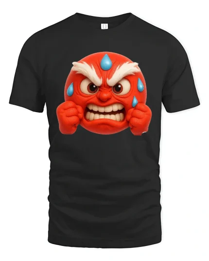 Angry Emoji Face Tshirt With Funny Stress Relief Vibes - black t-shirt on white background