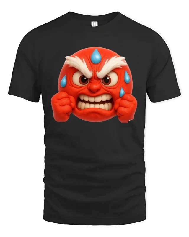 Angry Emoji Face Tshirt With Funny Stress Relief Vibes - black t-shirt on white background