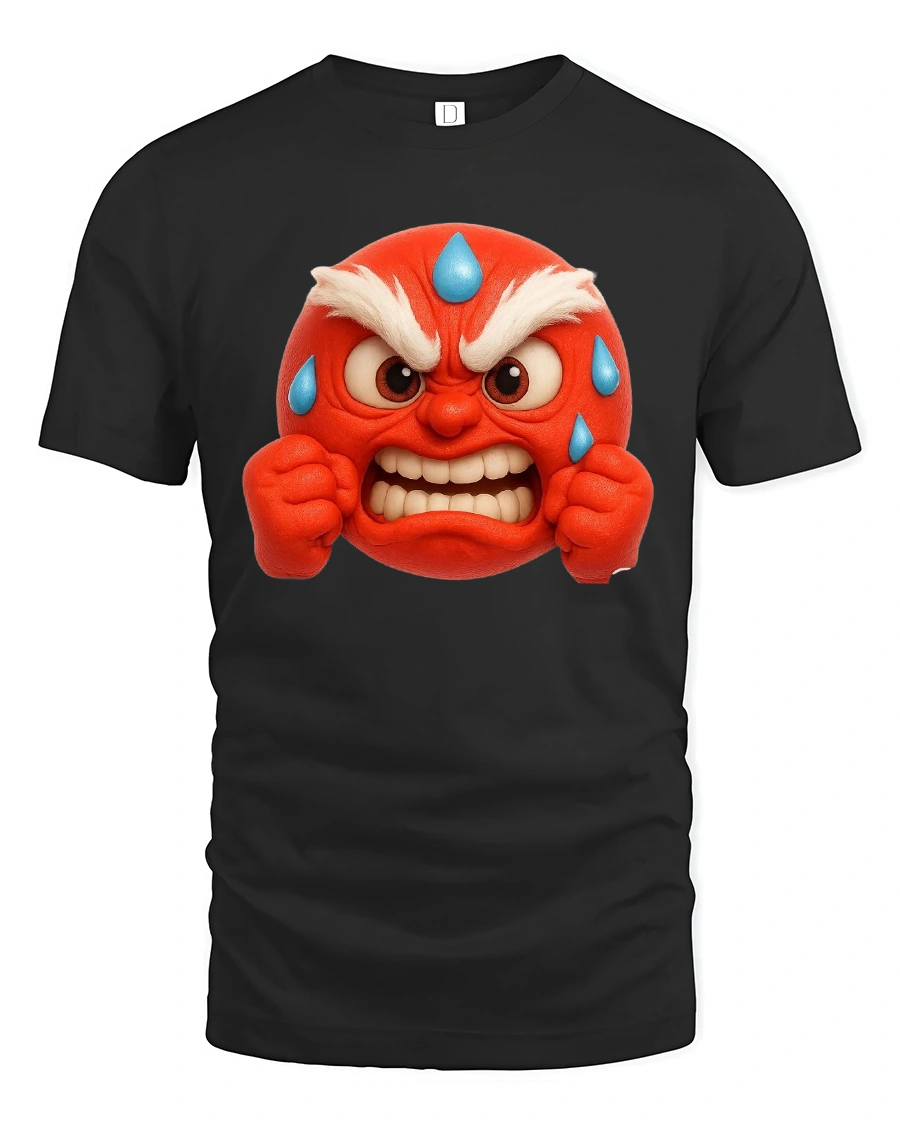Angry Emoji Face Tshirt With Funny Stress Relief Vibes - 1 Angry Emoji Face Tshirt With Funny Stress Relief Vibes - black t-shirt on white background