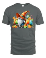 Funny Cocktail Gnome Graphic Tee With Colorful Summer Drink Art - gray t-shirt on white background