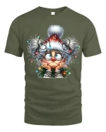 Funny Christmas Lights Granny Tee With Holiday Chaos Charm - military green t-shirt on white background
