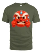 Angry Emoji Face Tshirt With Funny Stress Relief Vibes - military green t-shirt on white background