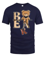 Cute Bear Letter Tee With Playful Cartoon Style Art - navy t-shirt on white background