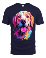 Colorful Paint Splash Dog Tee With Happy Artistic Energy - navy t-shirt on white background
