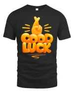 Funny Good Luck Fingers Crossed Graphic Tshirt With Positive Vibes - black t-shirt on white background