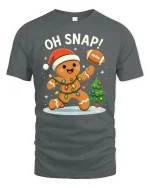 Funny Oh Snap Gingerbread Football Christmas Tshirt Graphic - gray t-shirt on white background