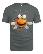 Cute Funny Bumblebee Big Eyes Cartoon Love Graphic Tshirt Art - gray t-shirt on white background