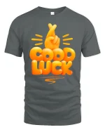 Funny Good Luck Fingers Crossed Graphic Tshirt With Positive Vibes - gray t-shirt on white background