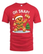 Funny Oh Snap Gingerbread Football Christmas Tshirt Graphic - red t-shirt on white background