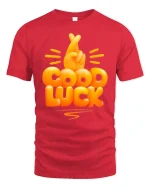 Funny Good Luck Fingers Crossed Graphic Tshirt With Positive Vibes - red t-shirt on white background