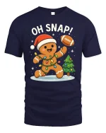 Funny Oh Snap Gingerbread Football Christmas Tshirt Graphic - navy t-shirt on white background