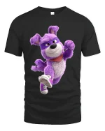 Funny Purple Dancing Dog Cartoon Street Style Graphic T Shirt - black t-shirt on white background