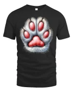 Cute Furry Paw Print Heart Shape Animal Lover Graphic T Shirt - black t-shirt on white background