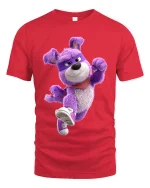 Funny Purple Dancing Dog Cartoon Street Style Graphic T Shirt - red t-shirt on white background