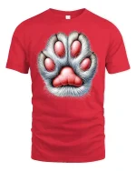 Cute Furry Paw Print Heart Shape Animal Lover Graphic T Shirt - red t-shirt on white background