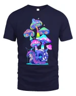 Psychedelic Snail And Magic Mushrooms Trippy Art Graphic T Shirt - navy t-shirt on white background