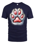 Cute Furry Paw Print Heart Shape Animal Lover Graphic T Shirt - navy t-shirt on white background