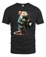 Gentleman Mouse Vintage Illustration Graphic T Shirt - black t-shirt on white background