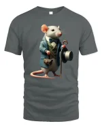 Gentleman Mouse Vintage Illustration Graphic T Shirt - gray t-shirt on white background