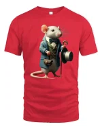 Gentleman Mouse Vintage Illustration Graphic T Shirt - red t-shirt on white background