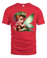 Cute Fairy Leprechaun Illustration Graphic T Shirt - red t-shirt on white background