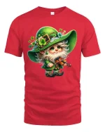 Cute Irish Gnome Fiddle Player St Patricks Day Graphic T Shirt - red t-shirt on white background