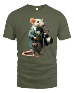 Gentleman Mouse Vintage Illustration Graphic T Shirt - military green t-shirt on white background