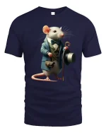 Gentleman Mouse Vintage Illustration Graphic T Shirt - navy t-shirt on white background