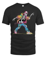 Street Dance Skeleton Graphic T Shirt With Colorful Hip Hop Style - black t-shirt on white background