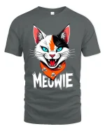 Meowie Fierce Cat Graphic T Shirt With Bold Attitude And Humor - gray t-shirt on white background