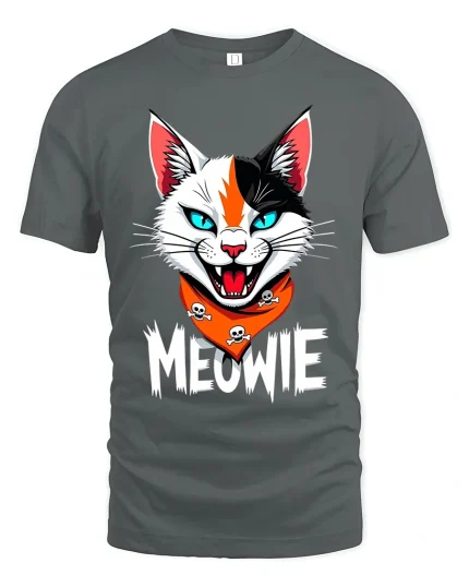 Meowie Fierce Cat Graphic T Shirt With Bold Attitude And Humor - gray t-shirt on white background