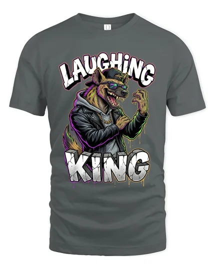 Laughing King Hyena Graphic T Shirt With Streetwear Attitude - gray t-shirt on white background