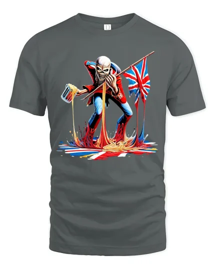 British Punk Zombie Rocker Graphic T Shirt With Wild Attitude - gray t-shirt on white background