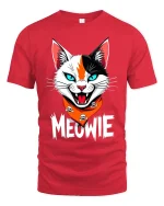Meowie Fierce Cat Graphic T Shirt With Bold Attitude And Humor - red t-shirt on white background