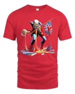 British Punk Zombie Rocker Graphic T Shirt With Wild Attitude - red t-shirt on white background
