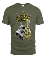 Crowned Skull Dark Royal Graphic T Shirt Bold Gothic Style - military green t-shirt on white background