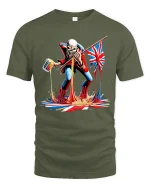 British Punk Zombie Rocker Graphic T Shirt With Wild Attitude - military green t-shirt on white background
