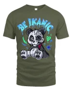 Be Ikay Cute Creepy Teddy Bear Graphic T Shirt Fun Style - military green t-shirt on white background