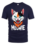 Meowie Fierce Cat Graphic T Shirt With Bold Attitude And Humor - navy t-shirt on white background