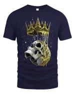 Crowned Skull Dark Royal Graphic T Shirt Bold Gothic Style - navy t-shirt on white background