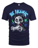 Be Ikay Cute Creepy Teddy Bear Graphic T Shirt Fun Style - navy t-shirt on white background