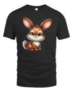 Cute Baby Bunny Cartoon Graphic T Shirt Sweet Adorable Art - black t-shirt on white background